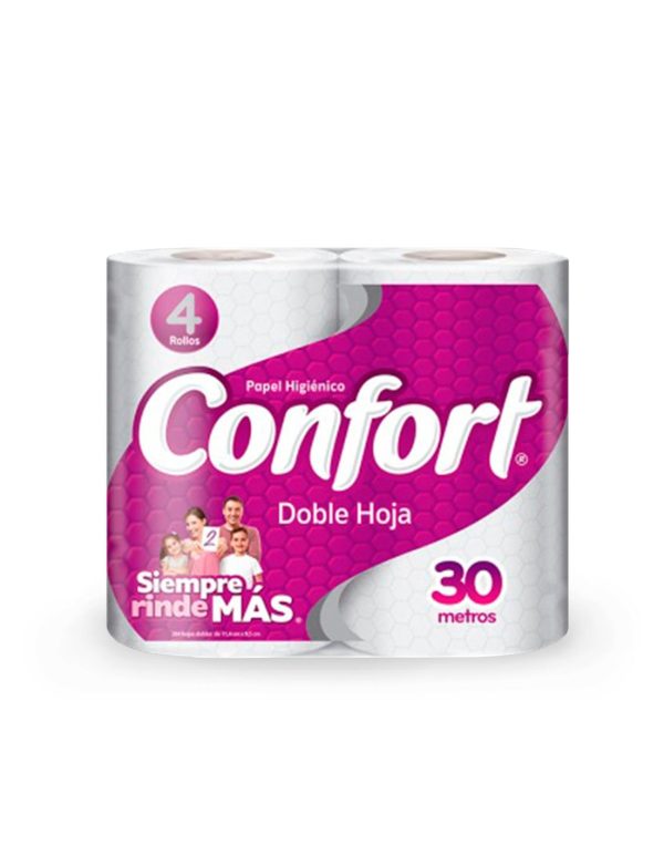 PAPEL HIGIENICO CONFORT MORADO DOBLE HOJA 30 METRO